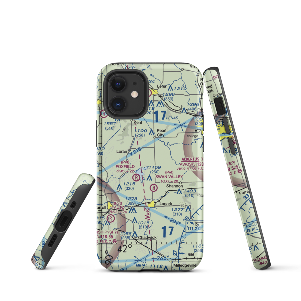 Block Airport (88LL) VFR Sectional  Tough iPhone Case iPhone 12 mini model shown