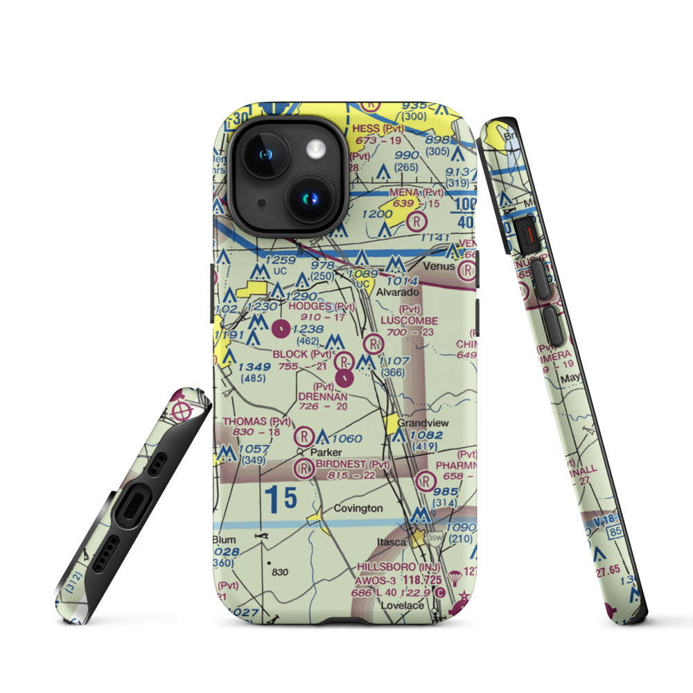 Block Ranch Airport (TX78) VFR Sectional  Tough iPhone Case iPhone 15 model shown
