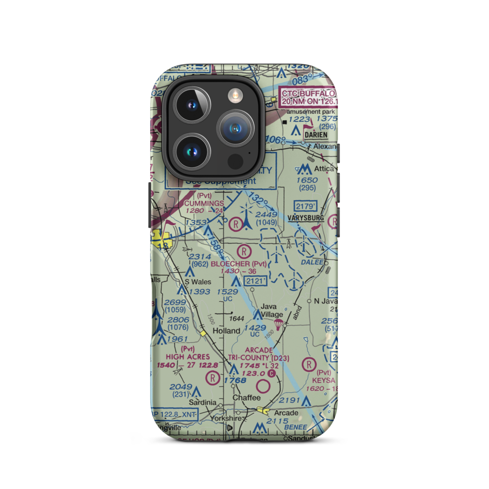 Bloecher Farm Airport (92NY) VFR Sectional  Tough iPhone Case iPhone 16 Pro model shown