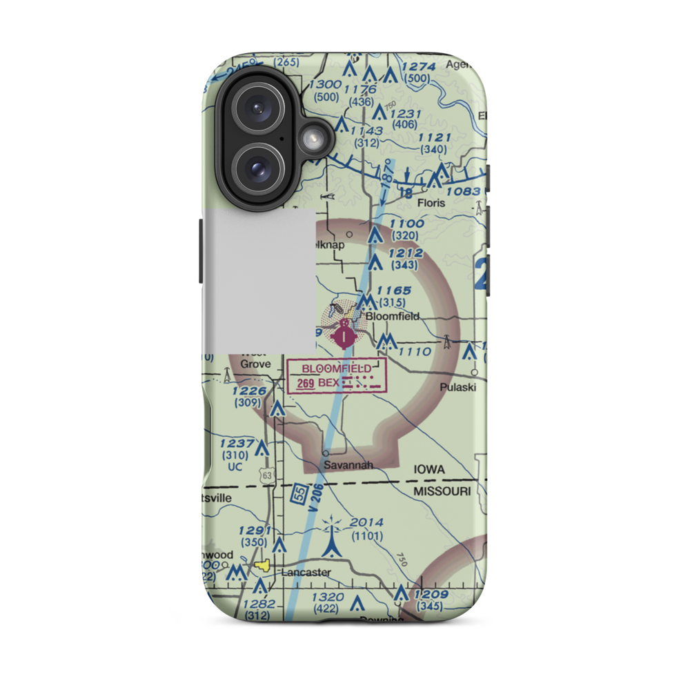 Bloomfield Municipal Airport (4K6) VFR Sectional  Tough iPhone Case iPhone 16 Plus model shown