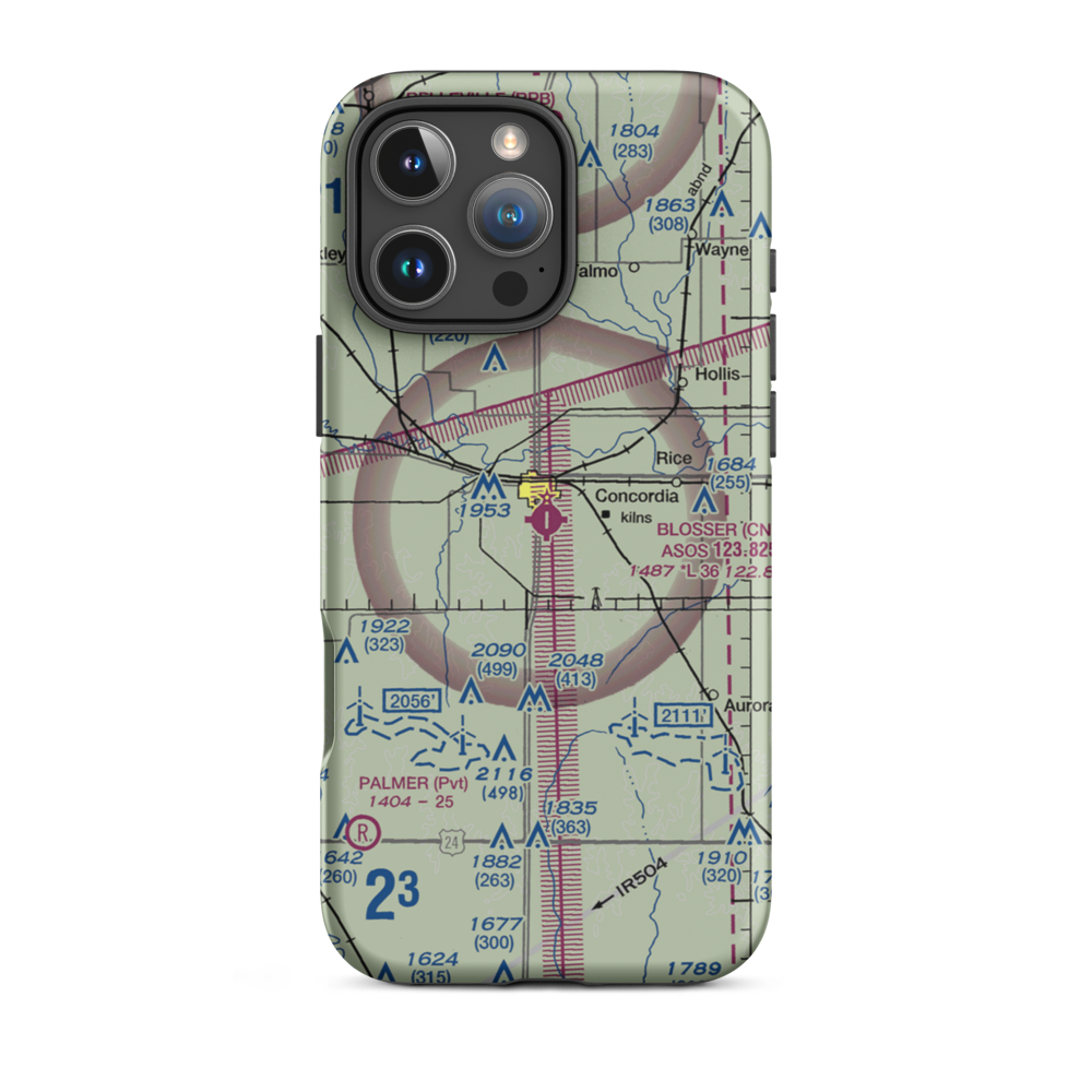 Blosser Municipal Airport (CNK) VFR Sectional  Tough iPhone Case iPhone 16 Pro Max model shown