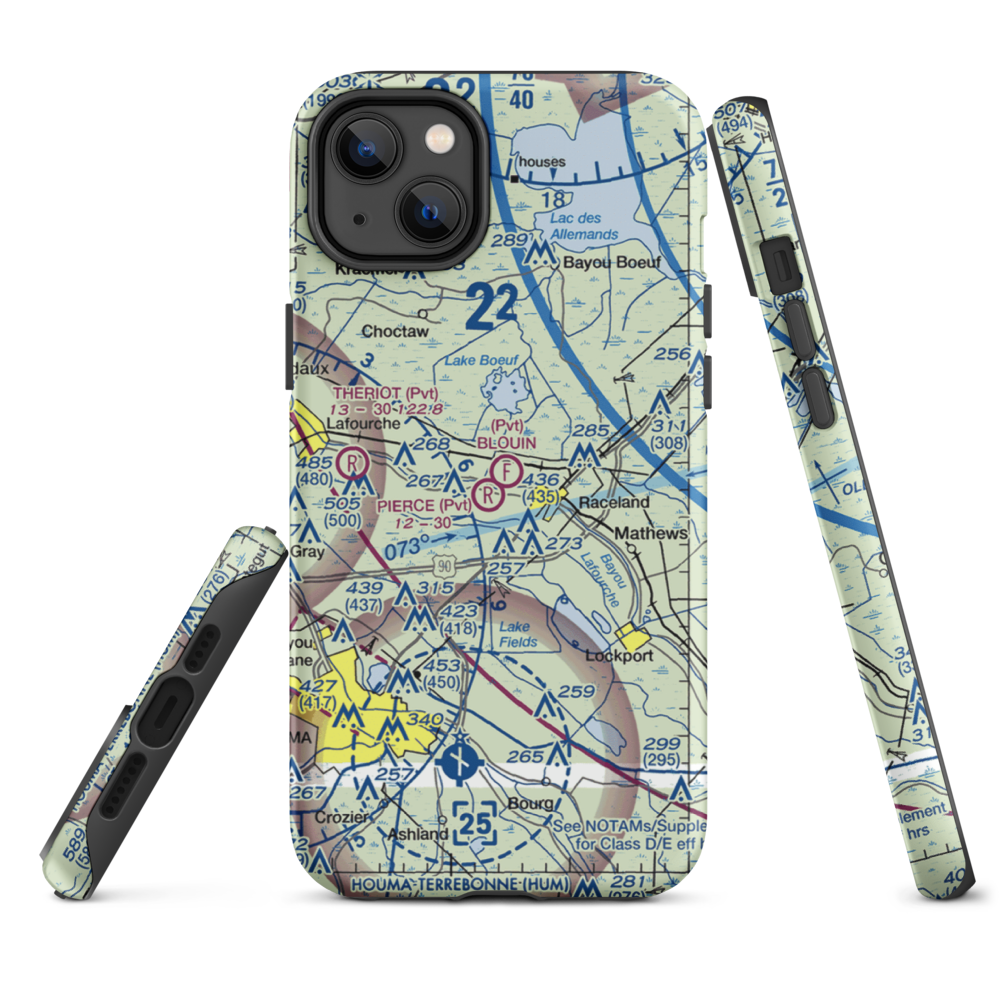 Blouin Flightpark Ultralightport (4LA9) VFR Sectional  Tough iPhone Case iPhone 14 Plus model shown