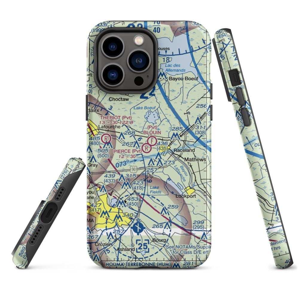 Blouin Flightpark Ultralightport (4LA9) VFR Sectional  Tough iPhone Case iPhone 14 Pro Max model shown