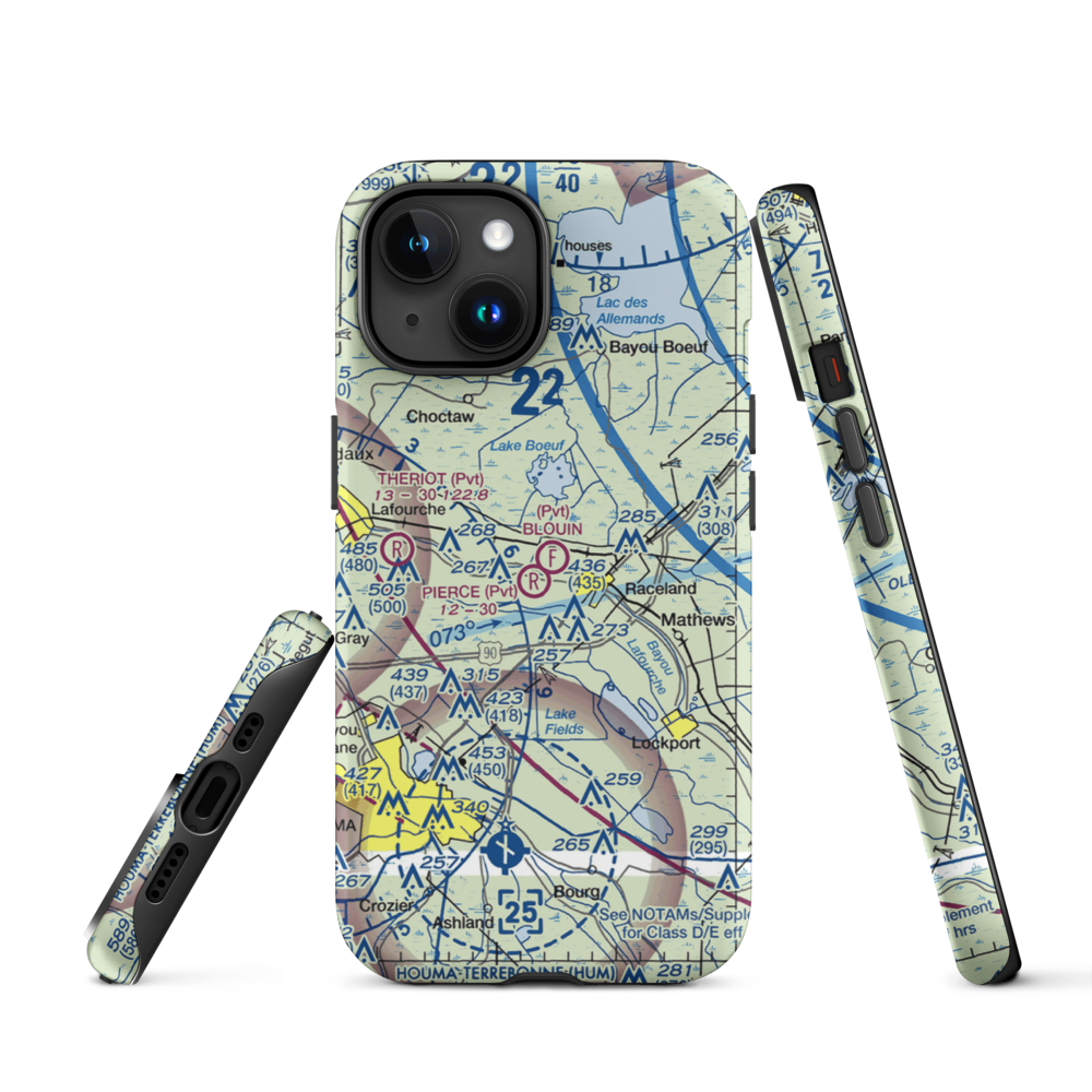 Blouin Flightpark Ultralightport (4LA9) VFR Sectional  Tough iPhone Case iPhone 15 model shown