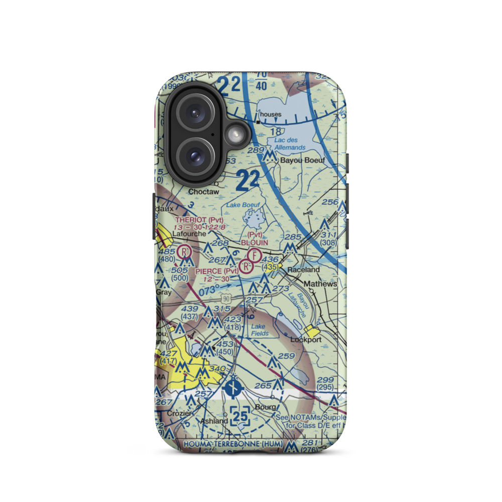 Blouin Flightpark Ultralightport (4LA9) VFR Sectional  Tough iPhone Case iPhone 16 model shown