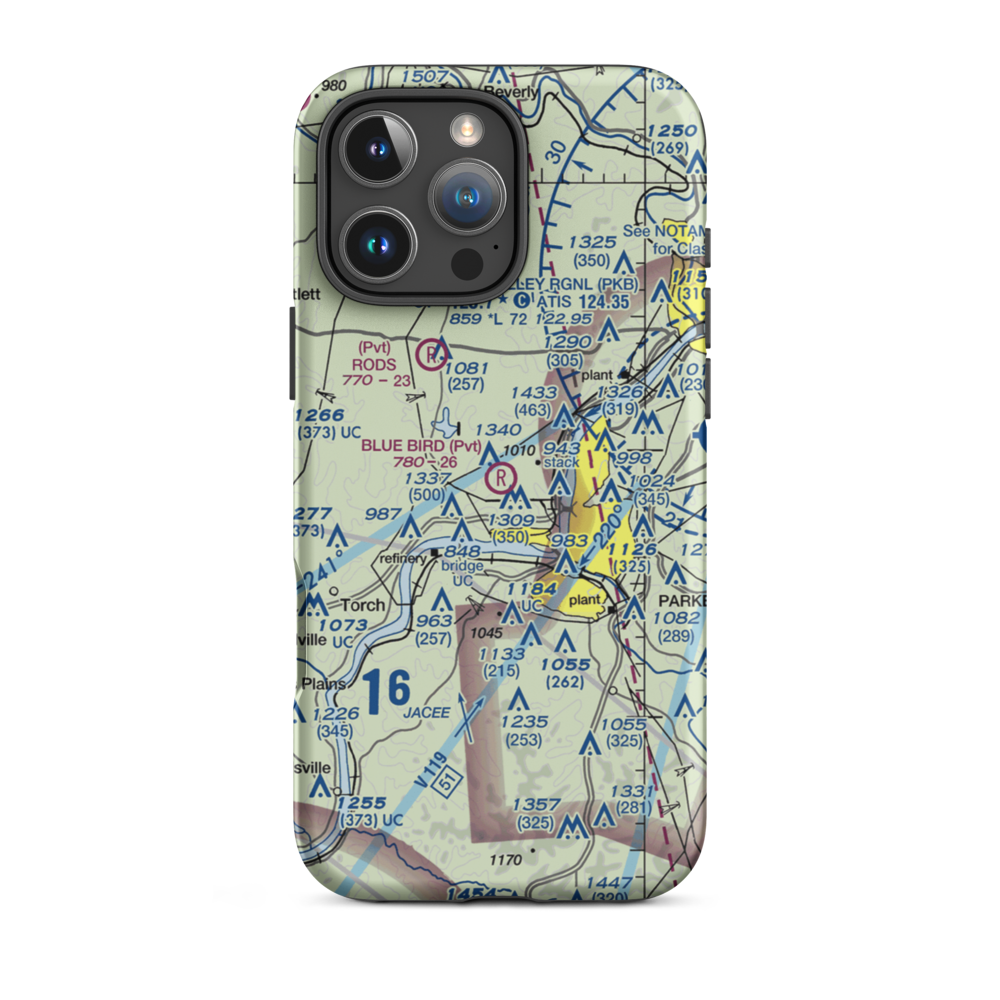 Blue Bird Airport (OH38) VFR Sectional  Tough iPhone Case iPhone 16 Pro Max model shown