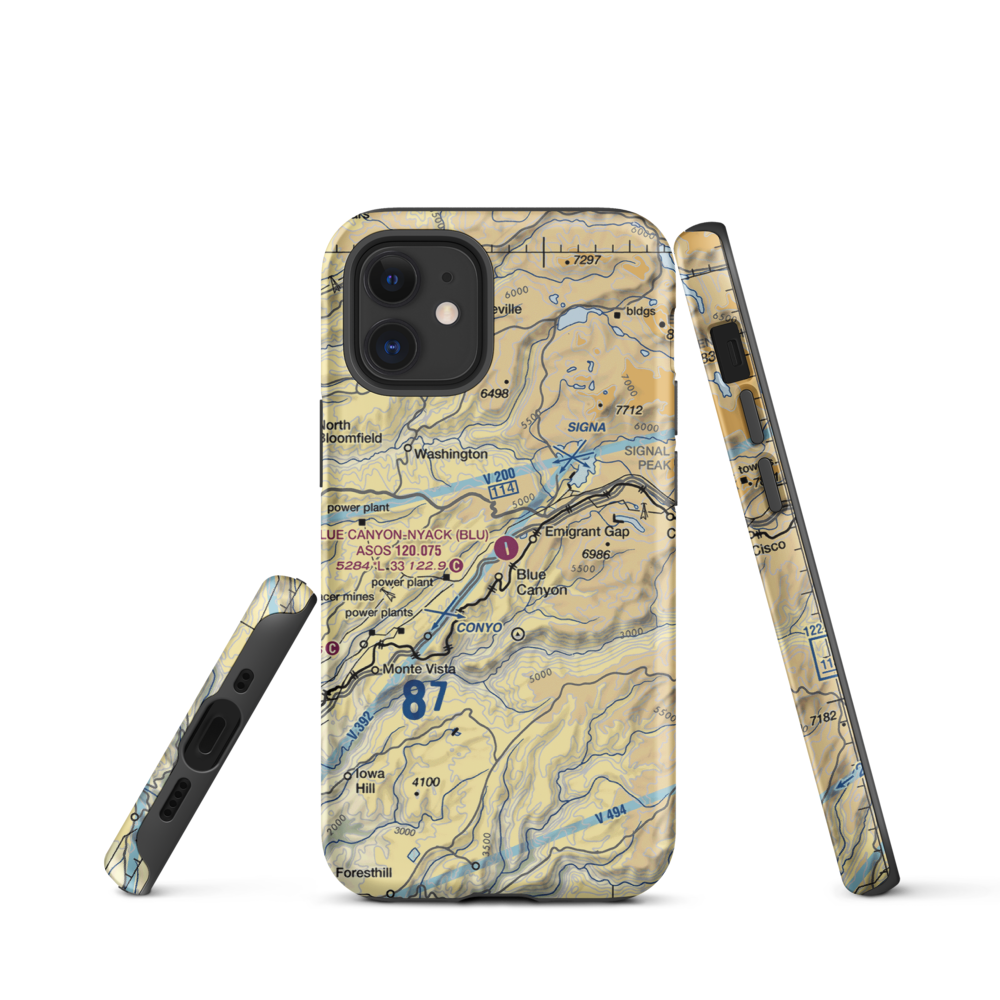 Blue Canyon Nyack Airport (BLU) VFR Sectional  Tough iPhone Case iPhone 12 mini model shown