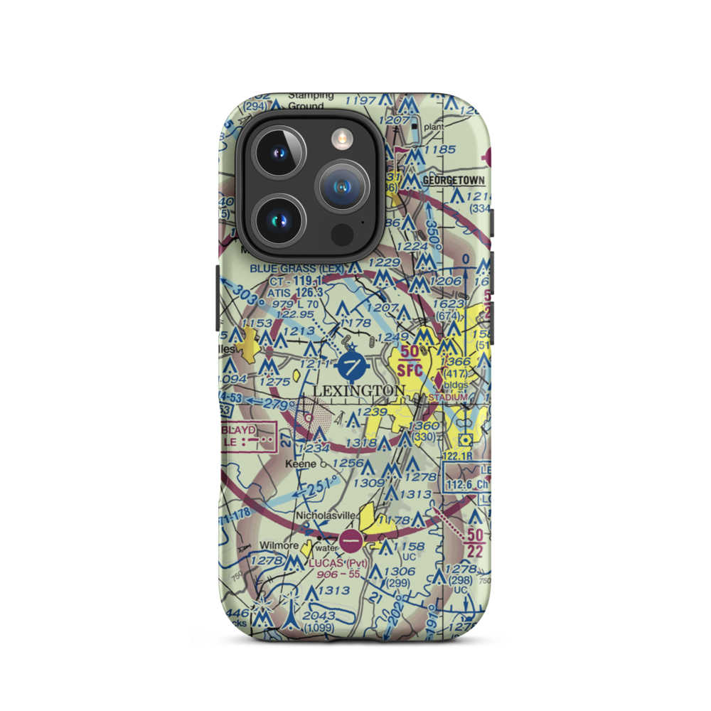 Blue Grass Airport (LEX) VFR Sectional  Tough iPhone Case iPhone 16 Pro model shown