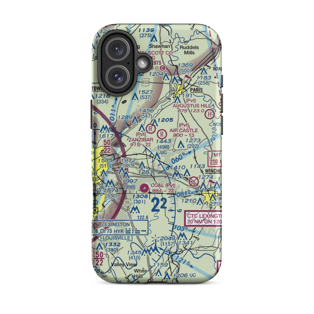 Blue Grass Station Army Heliport (LSD) VFR Sectional  Tough iPhone Case iPhone 16 Plus model shown