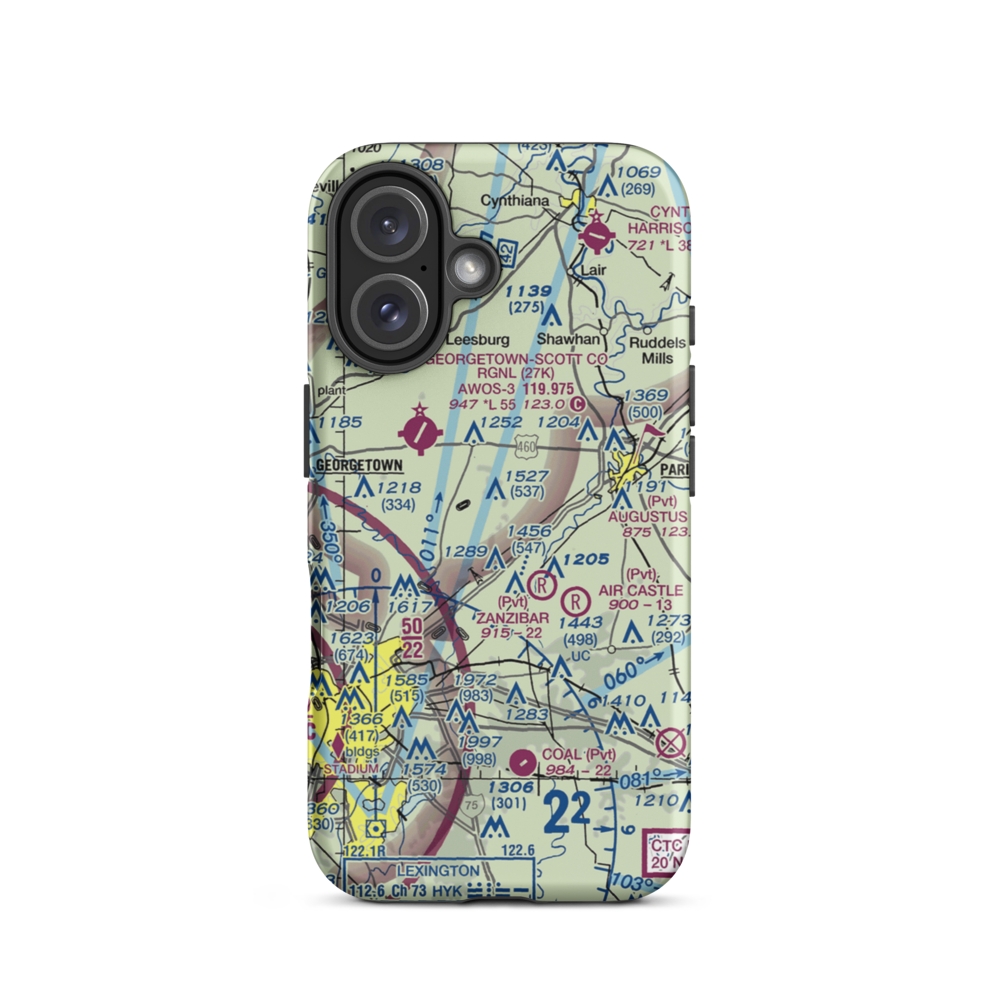 Blue Haven Farm Airport (14KY) VFR Sectional  Tough iPhone Case iPhone 16 model shown