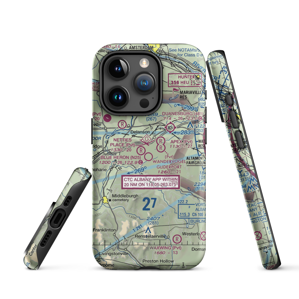 Blue Heron Airport (N25) VFR Sectional  Tough iPhone Case iPhone 15 Pro model shown