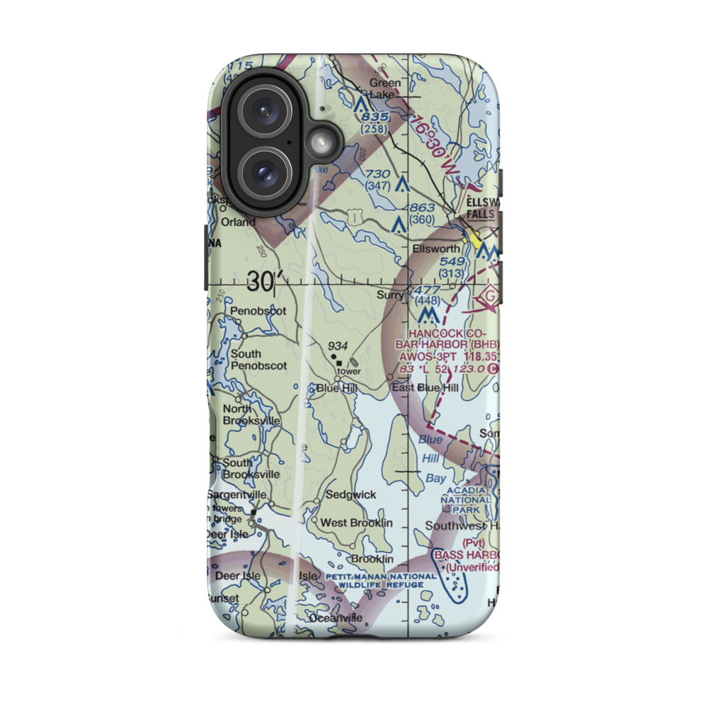 Blue Hill Airport (07B) VFR Sectional  Tough iPhone Case iPhone 16 Plus model shown