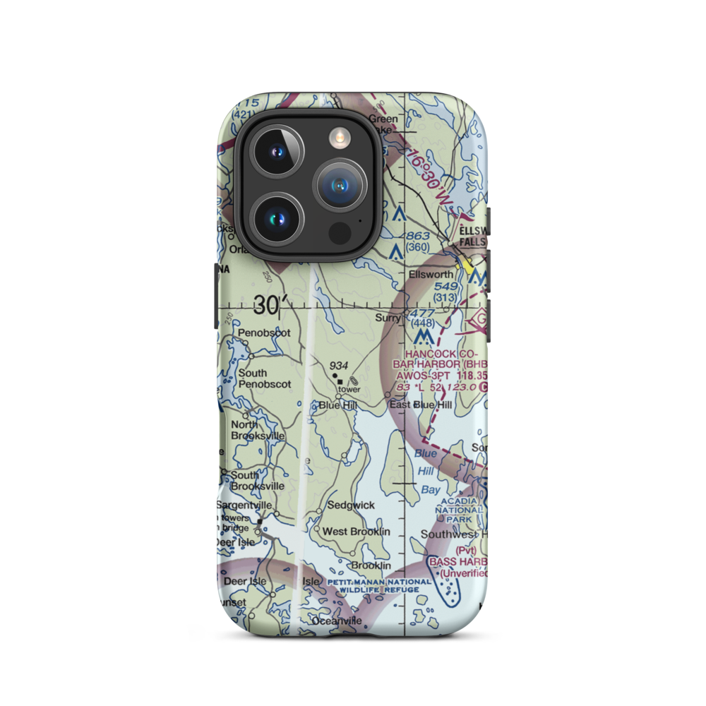 Blue Hill Airport (07B) VFR Sectional  Tough iPhone Case iPhone 16 Pro model shown