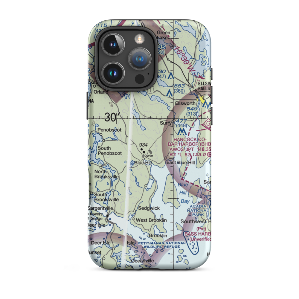 Blue Hill Airport (07B) VFR Sectional  Tough iPhone Case iPhone 16 Pro Max model shown