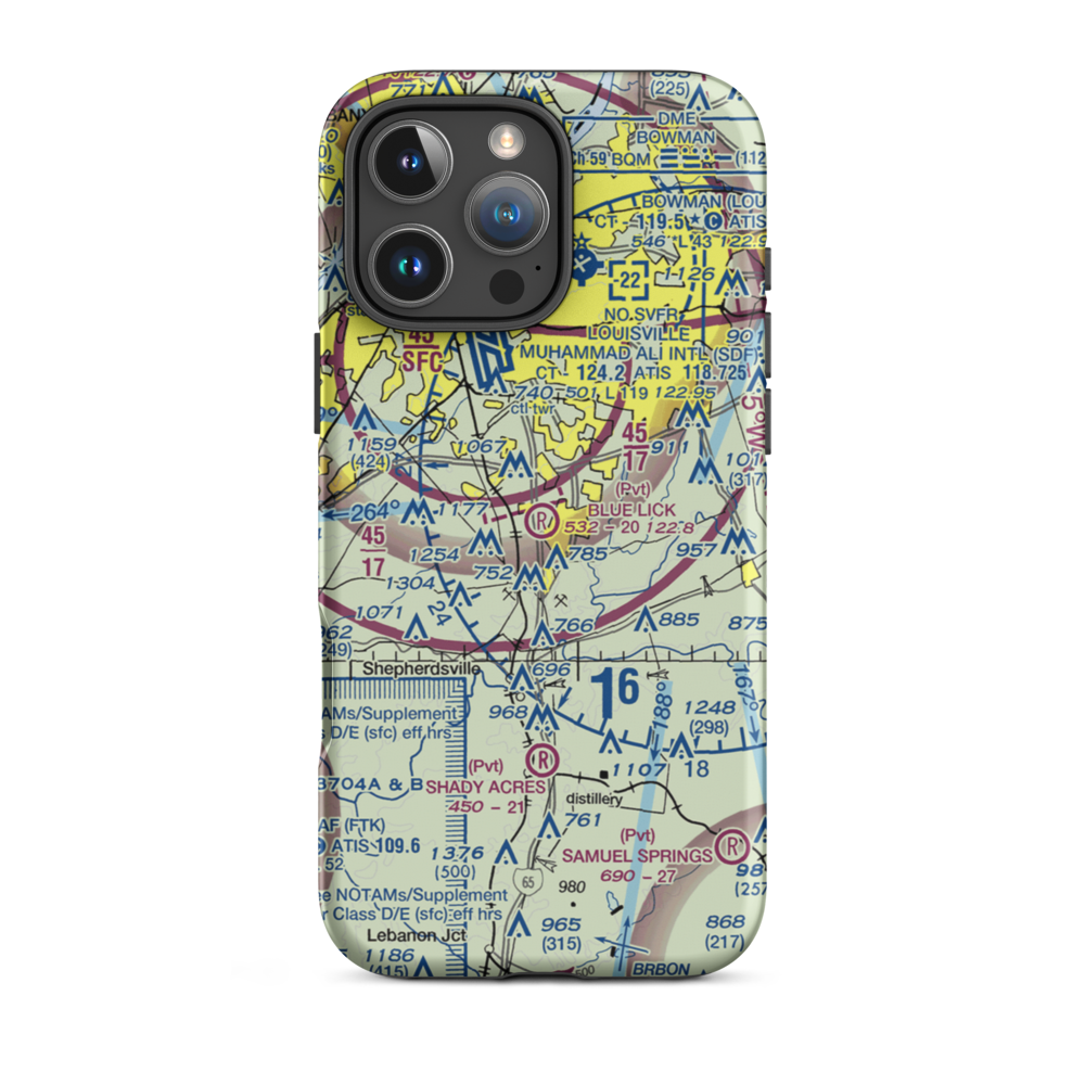 Blue Lick Airport (07KY) VFR Sectional  Tough iPhone Case iPhone 16 Pro Max model shown