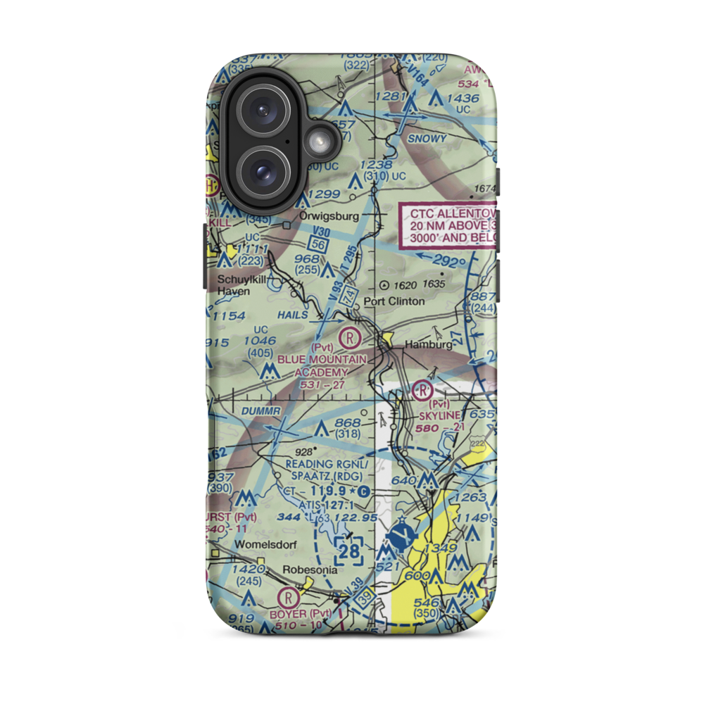 Blue Mountain Academy (Private) Airport (PA92) VFR Sectional  Tough iPhone Case iPhone 16 Plus model shown