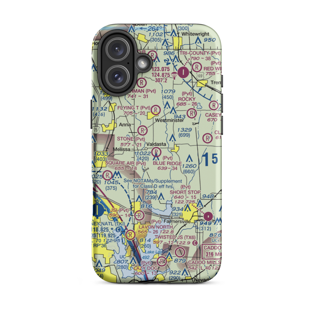 Blue Ridge Airport (99XS) VFR Sectional  Tough iPhone Case iPhone 16 Plus model shown