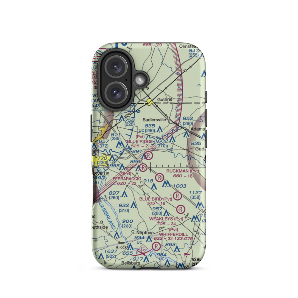 Blue Ridge Field (95TN) VFR Sectional  Tough iPhone Case iPhone 16 model shown