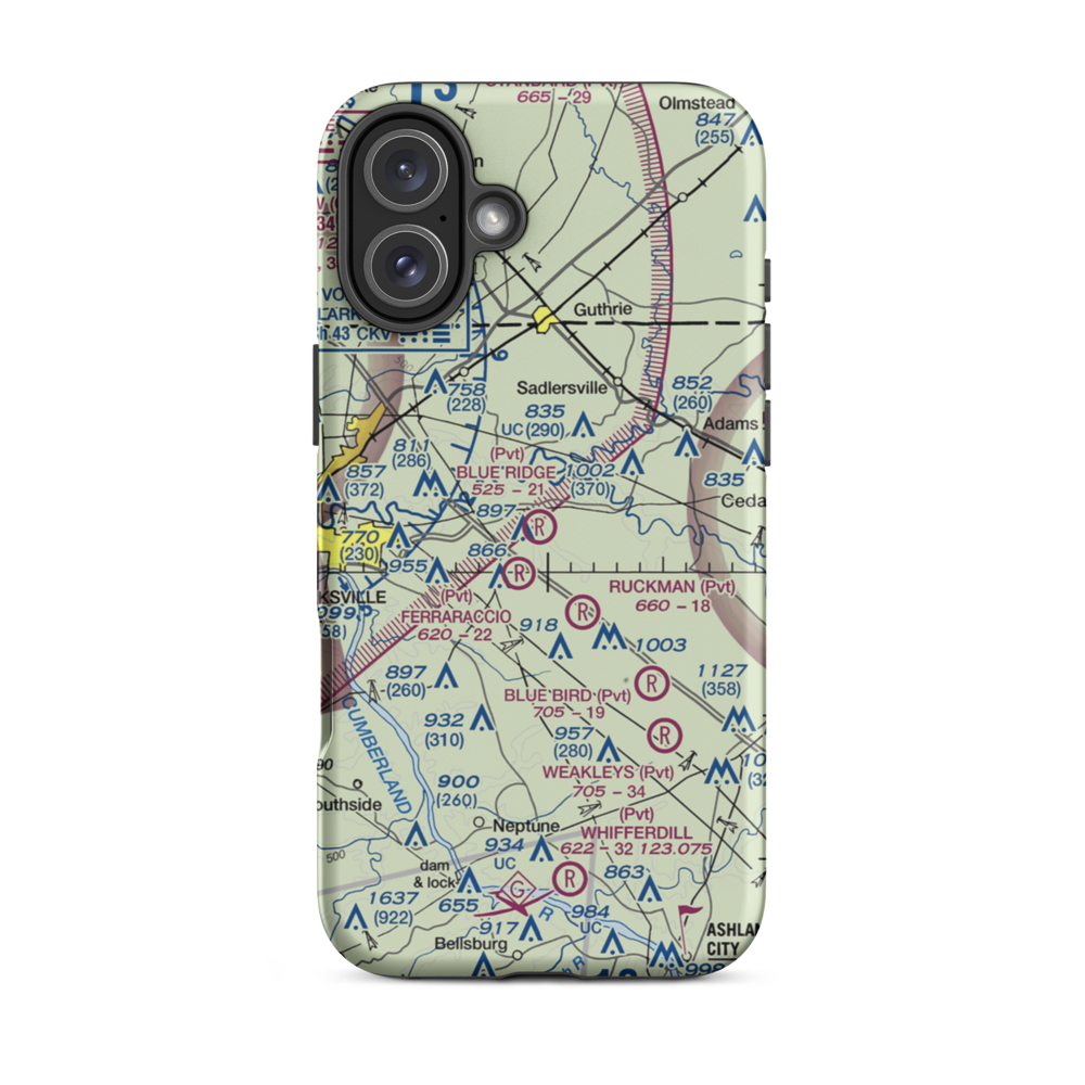 Blue Ridge Field (95TN) VFR Sectional  Tough iPhone Case iPhone 16 Plus model shown