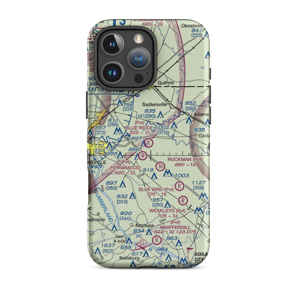 Blue Ridge Field (95TN) VFR Sectional  Tough iPhone Case iPhone 16 Pro Max model shown