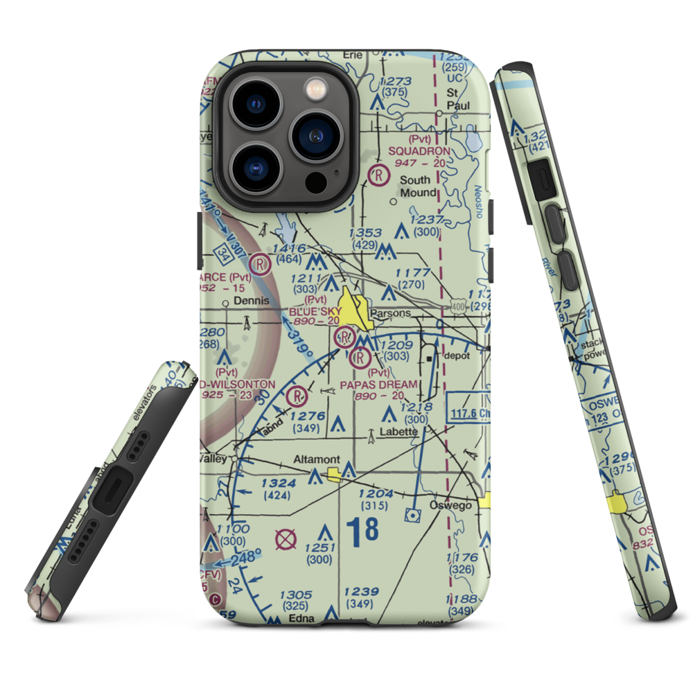Blue Sky Airport (8KS5) VFR Sectional  Tough iPhone Case iPhone 13 Pro Max model shown