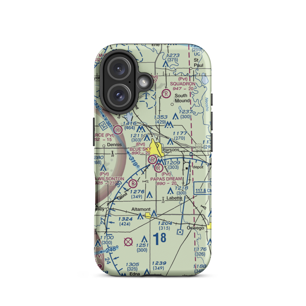 Blue Sky Airport (8KS5) VFR Sectional  Tough iPhone Case iPhone 16 model shown