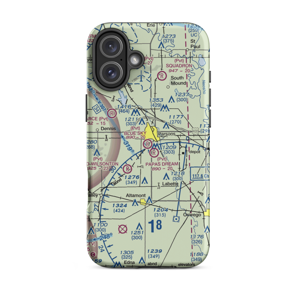 Blue Sky Airport (8KS5) VFR Sectional  Tough iPhone Case iPhone 16 Plus model shown