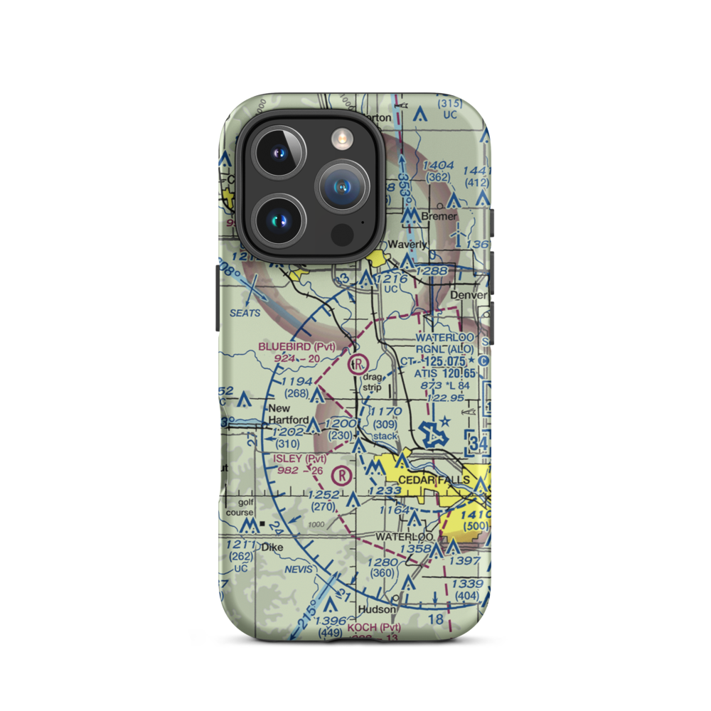 Bluebird Airport (IA17) VFR Sectional  Tough iPhone Case iPhone 16 Pro model shown