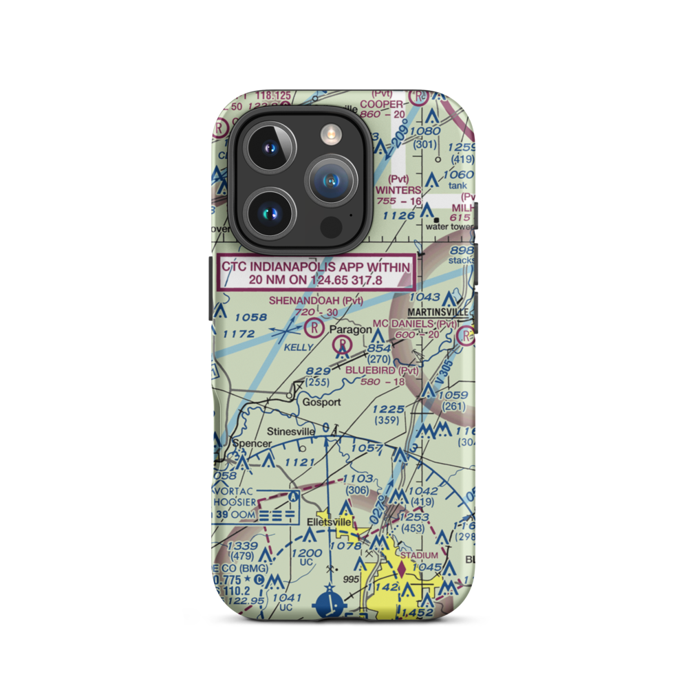 Bluebird Airport (IG03) VFR Sectional  Tough iPhone Case iPhone 16 Pro model shown