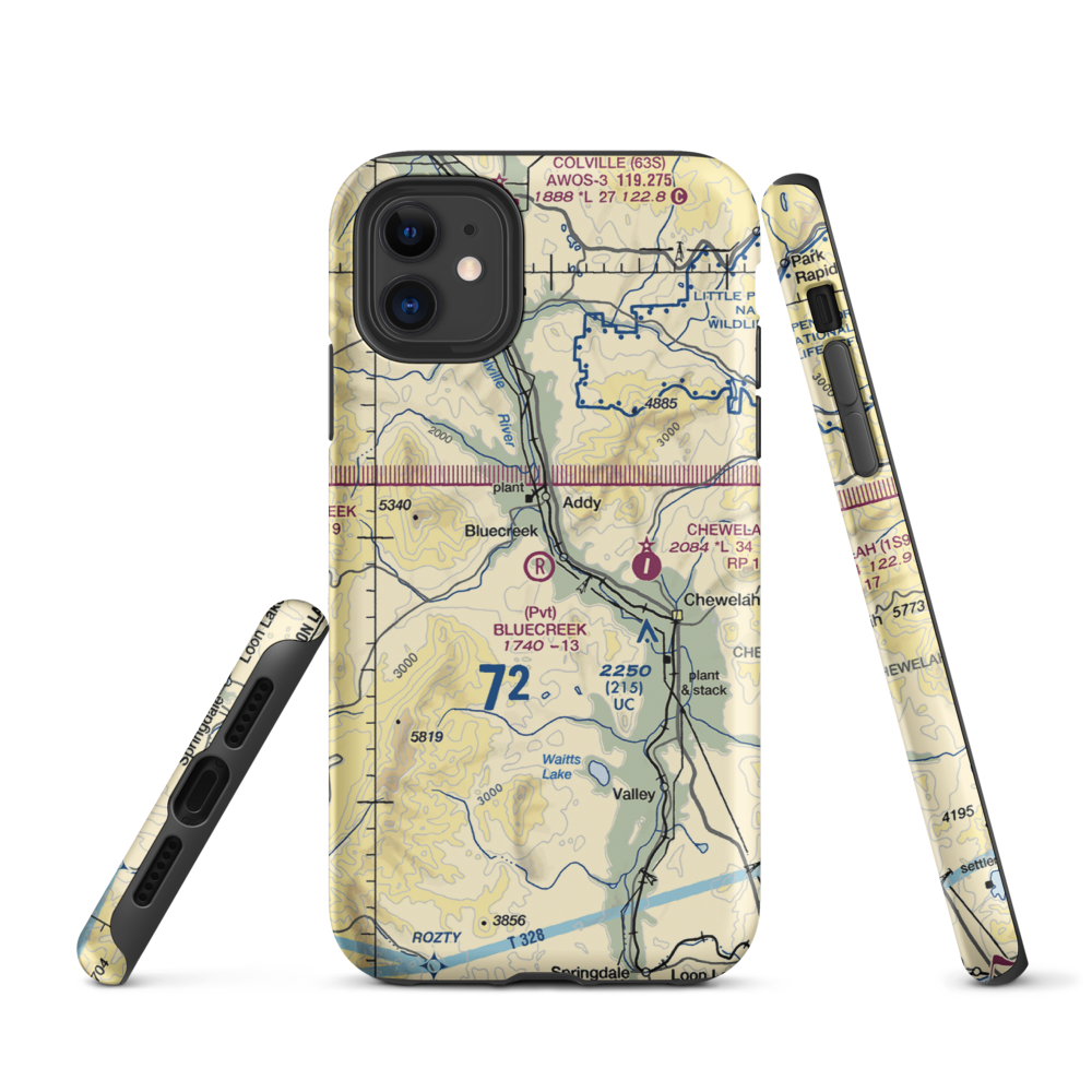 Bluecreek Airport (WA57) VFR Sectional  Tough iPhone Case iPhone 11 model shown