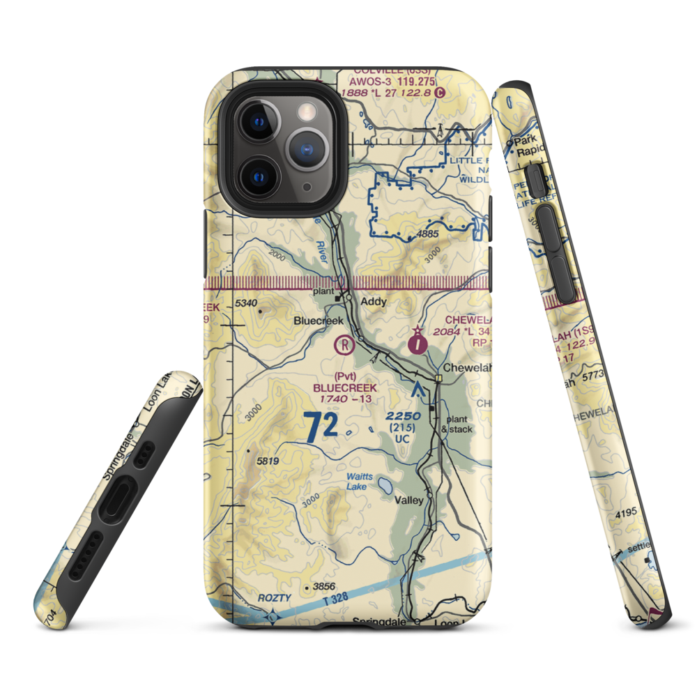 Bluecreek Airport (WA57) VFR Sectional  Tough iPhone Case iPhone 11 Pro model shown