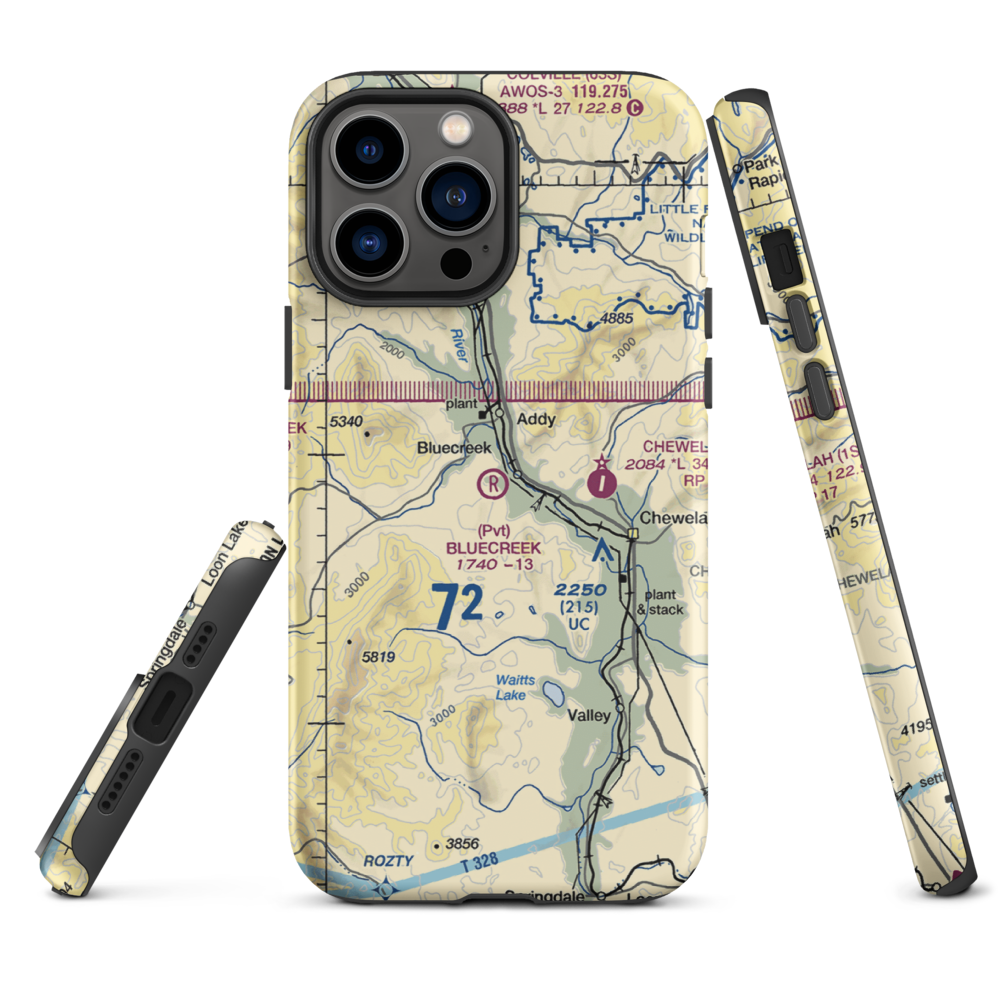 Bluecreek Airport (WA57) VFR Sectional  Tough iPhone Case iPhone 13 Pro Max model shown