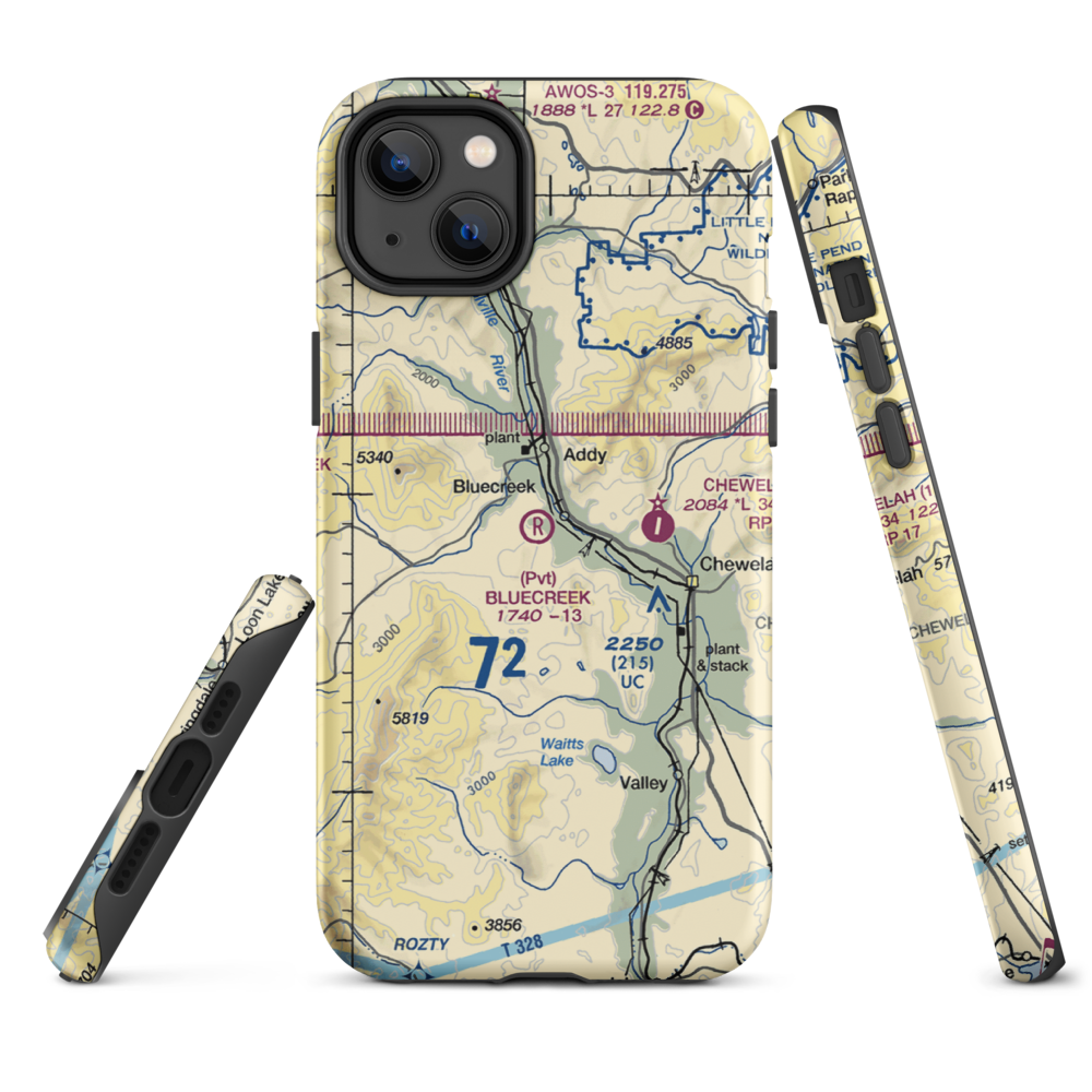 Bluecreek Airport (WA57) VFR Sectional  Tough iPhone Case iPhone 14 Plus model shown