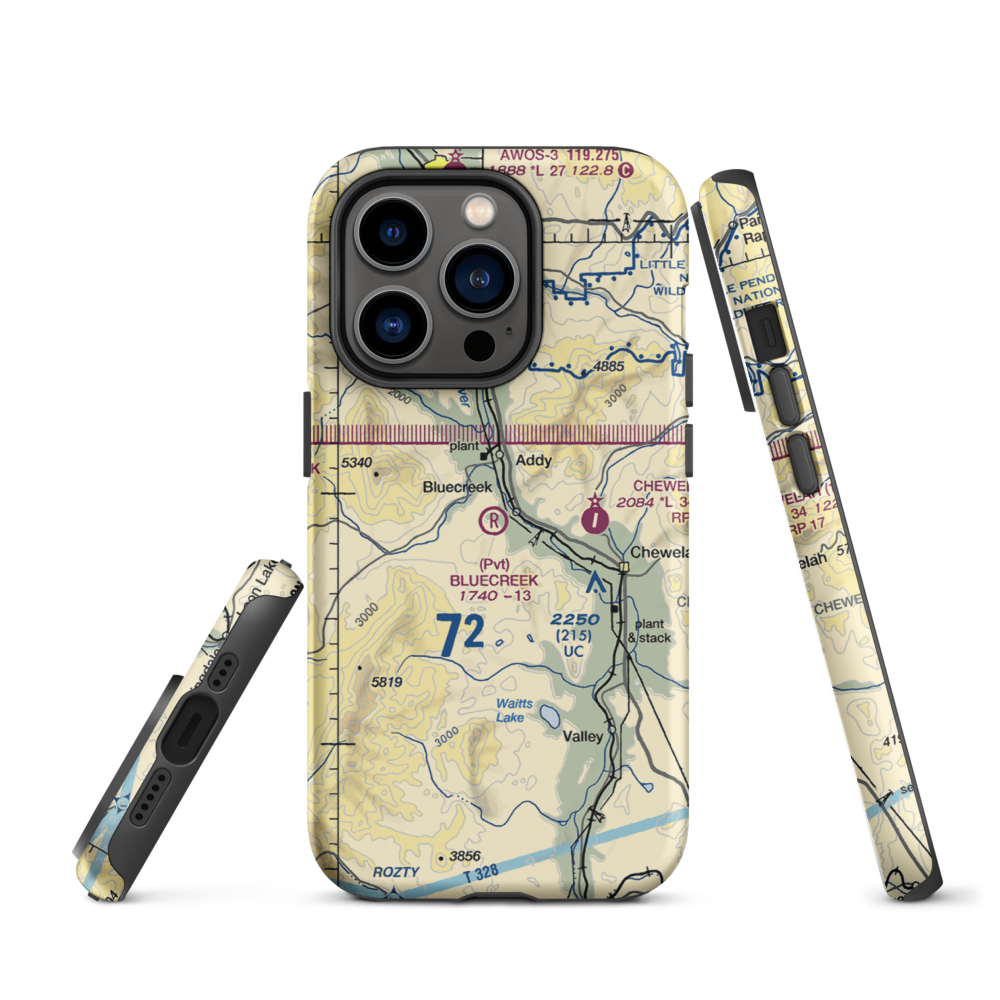 Bluecreek Airport (WA57) VFR Sectional  Tough iPhone Case iPhone 14 Pro model shown