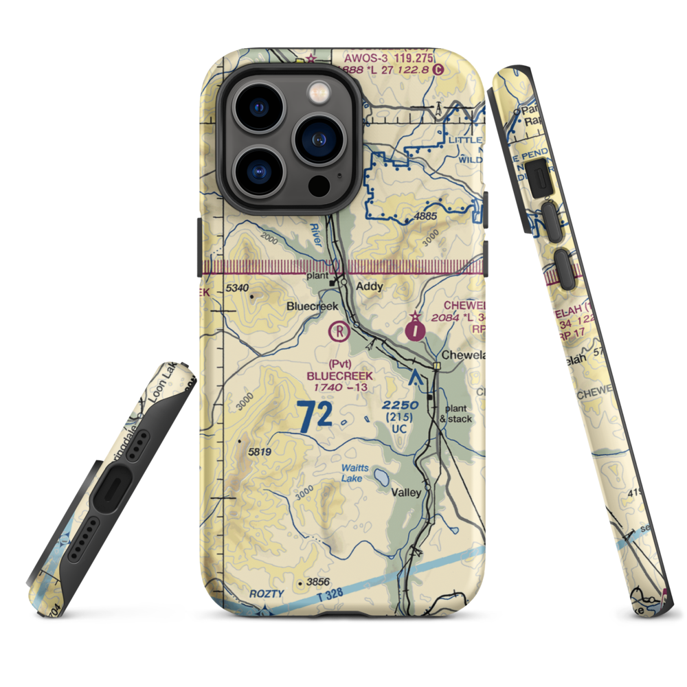 Bluecreek Airport (WA57) VFR Sectional  Tough iPhone Case iPhone 14 Pro Max model shown