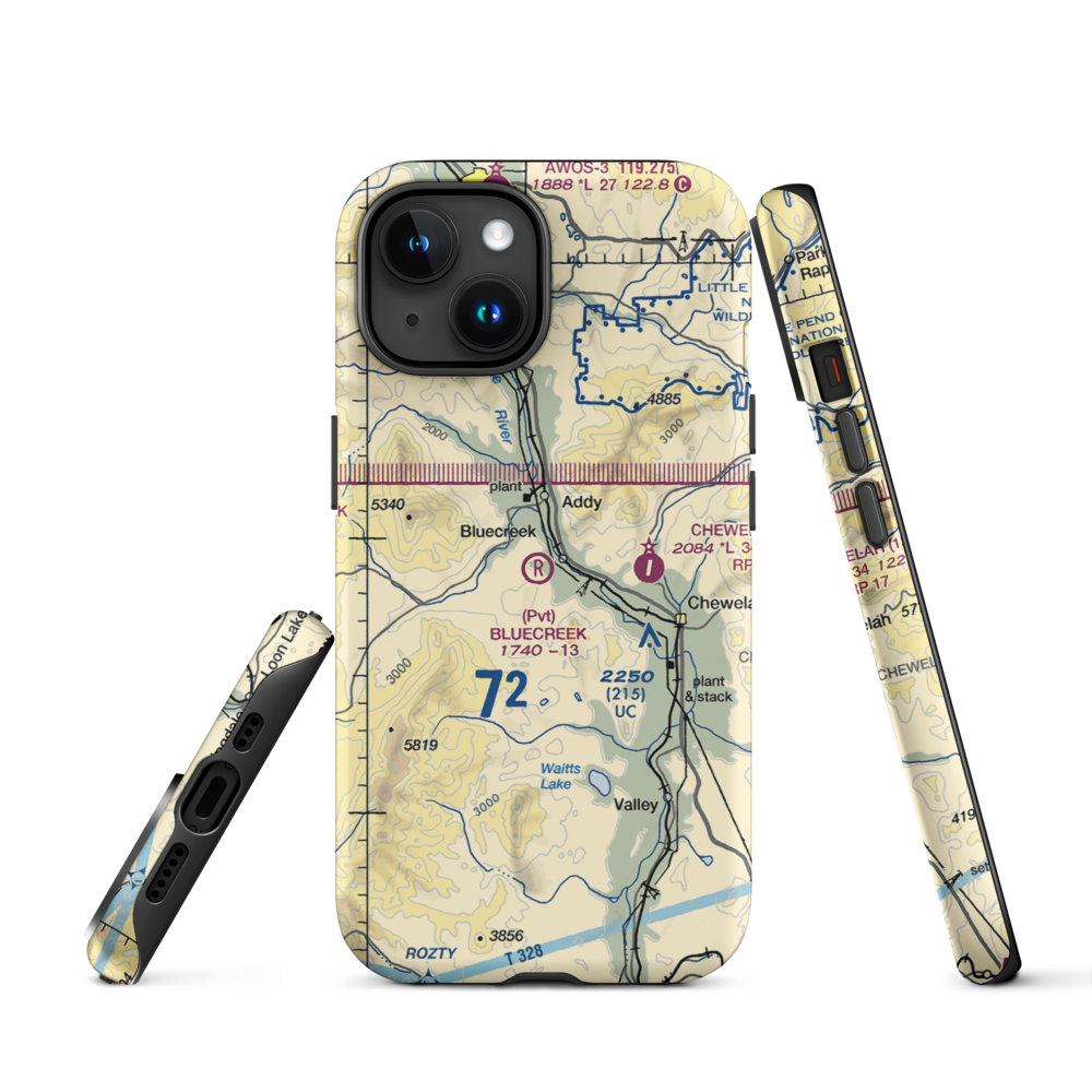 Bluecreek Airport (WA57) VFR Sectional  Tough iPhone Case iPhone 15 model shown