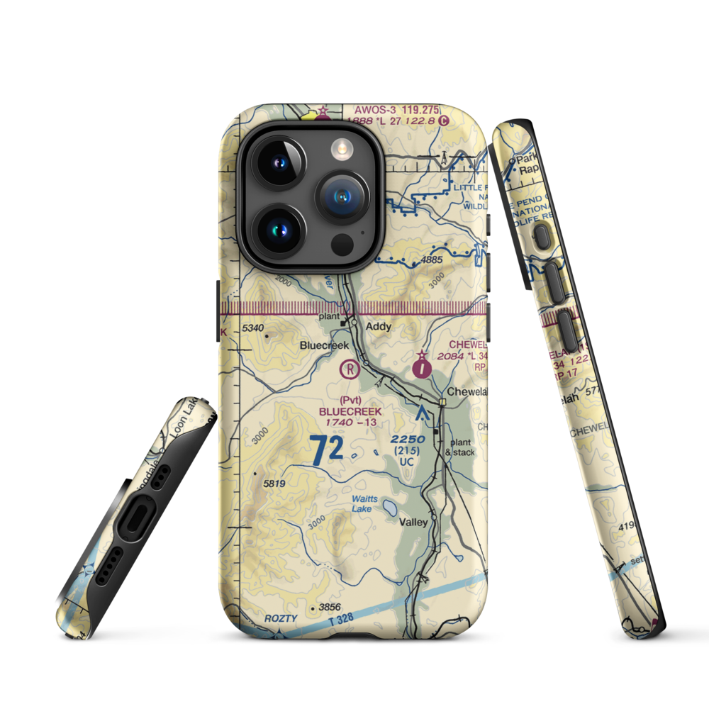 Bluecreek Airport (WA57) VFR Sectional  Tough iPhone Case iPhone 15 Pro model shown