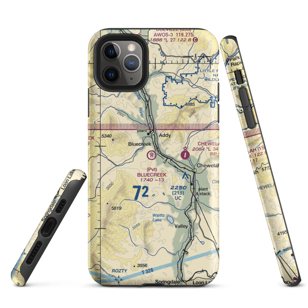 Bluecreek Airport (WA57) VFR Sectional  Tough iPhone Case iPhone 11 Pro Max model shown