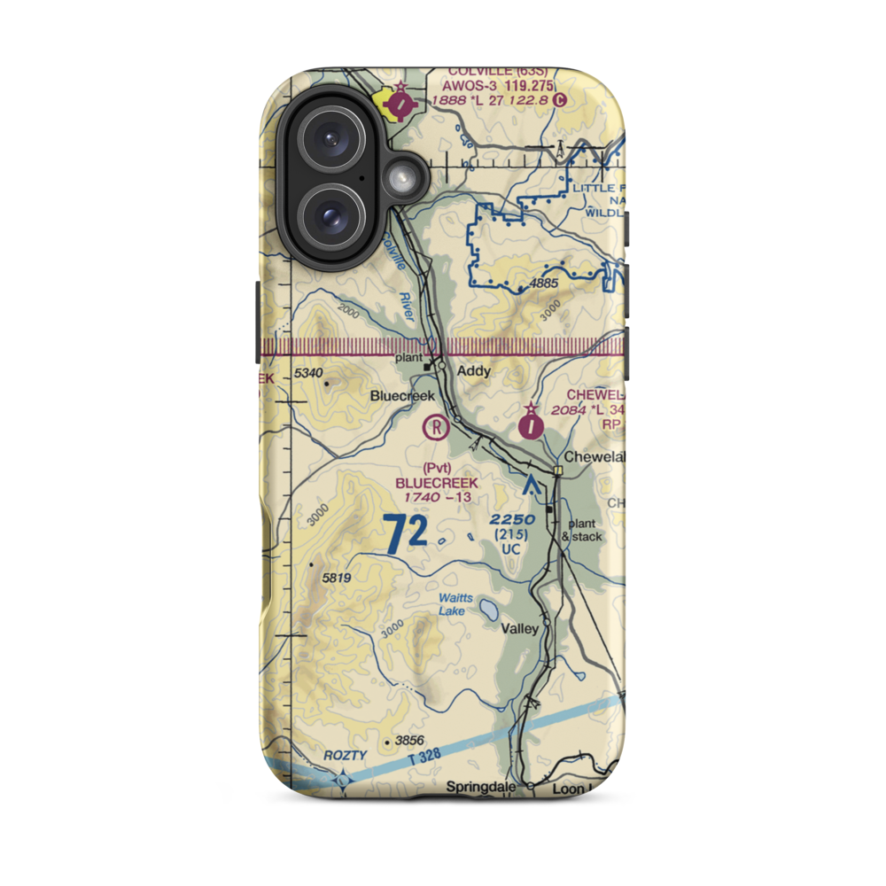 Bluecreek Airport (WA57) VFR Sectional  Tough iPhone Case iPhone 16 Plus model shown