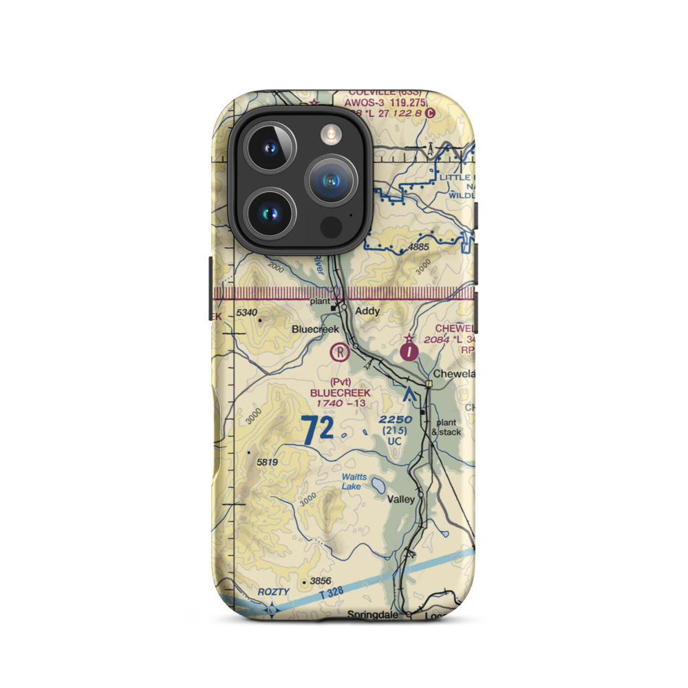 Bluecreek Airport (WA57) VFR Sectional  Tough iPhone Case iPhone 16 Pro model shown