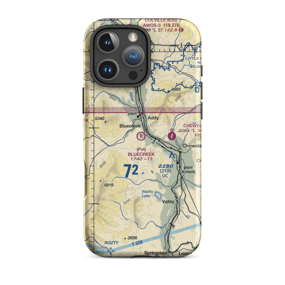 Bluecreek Airport (WA57) VFR Sectional  Tough iPhone Case iPhone 16 Pro Max model shown