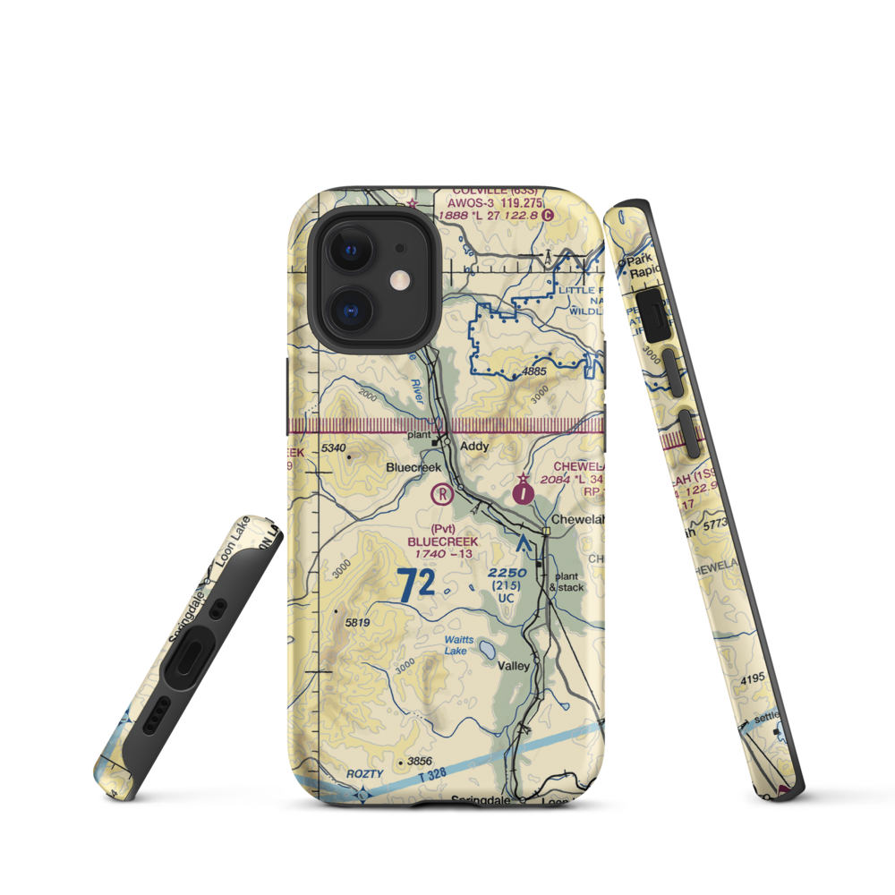Bluecreek Airport (WA57) VFR Sectional  Tough iPhone Case iPhone 12 mini model shown