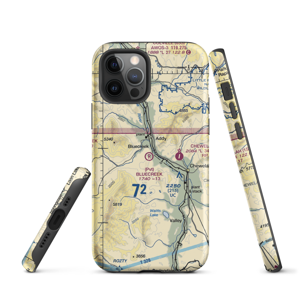 Bluecreek Airport (WA57) VFR Sectional  Tough iPhone Case iPhone 12 Pro model shown