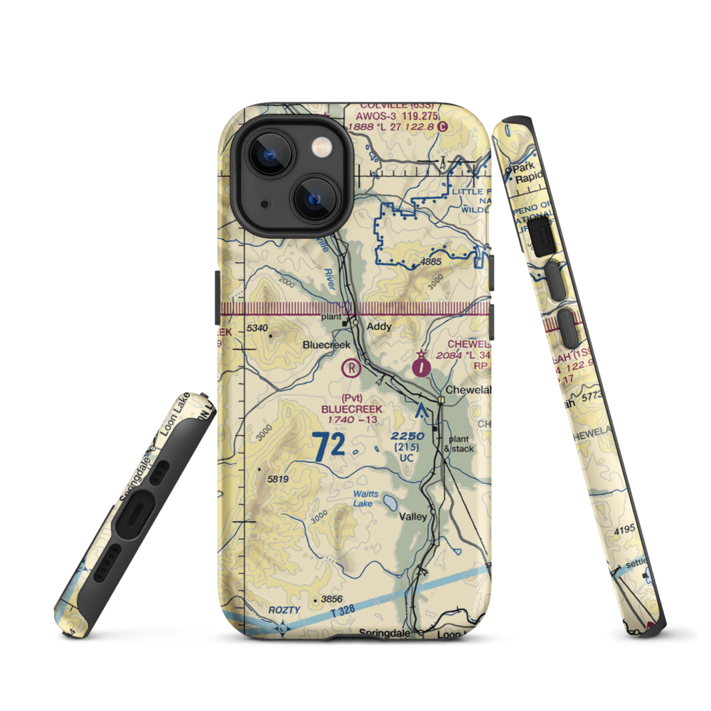Bluecreek Airport (WA57) VFR Sectional  Tough iPhone Case iPhone 13 model shown