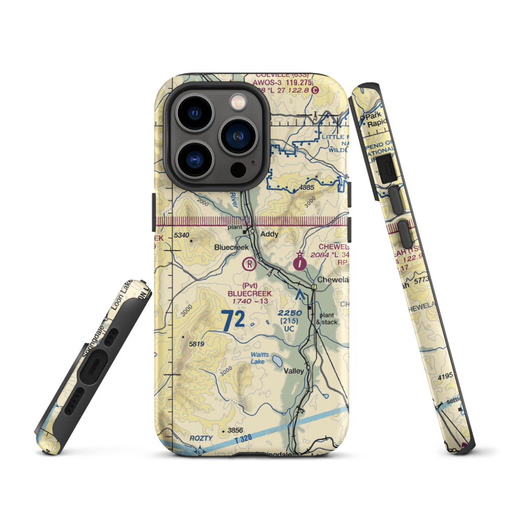 Bluecreek Airport (WA57) VFR Sectional  Tough iPhone Case iPhone 13 Pro model shown