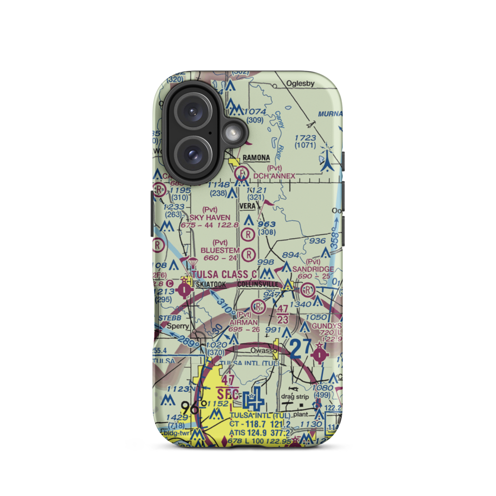 Bluestem Airport (OK58) VFR Sectional  Tough iPhone Case iPhone 16 model shown