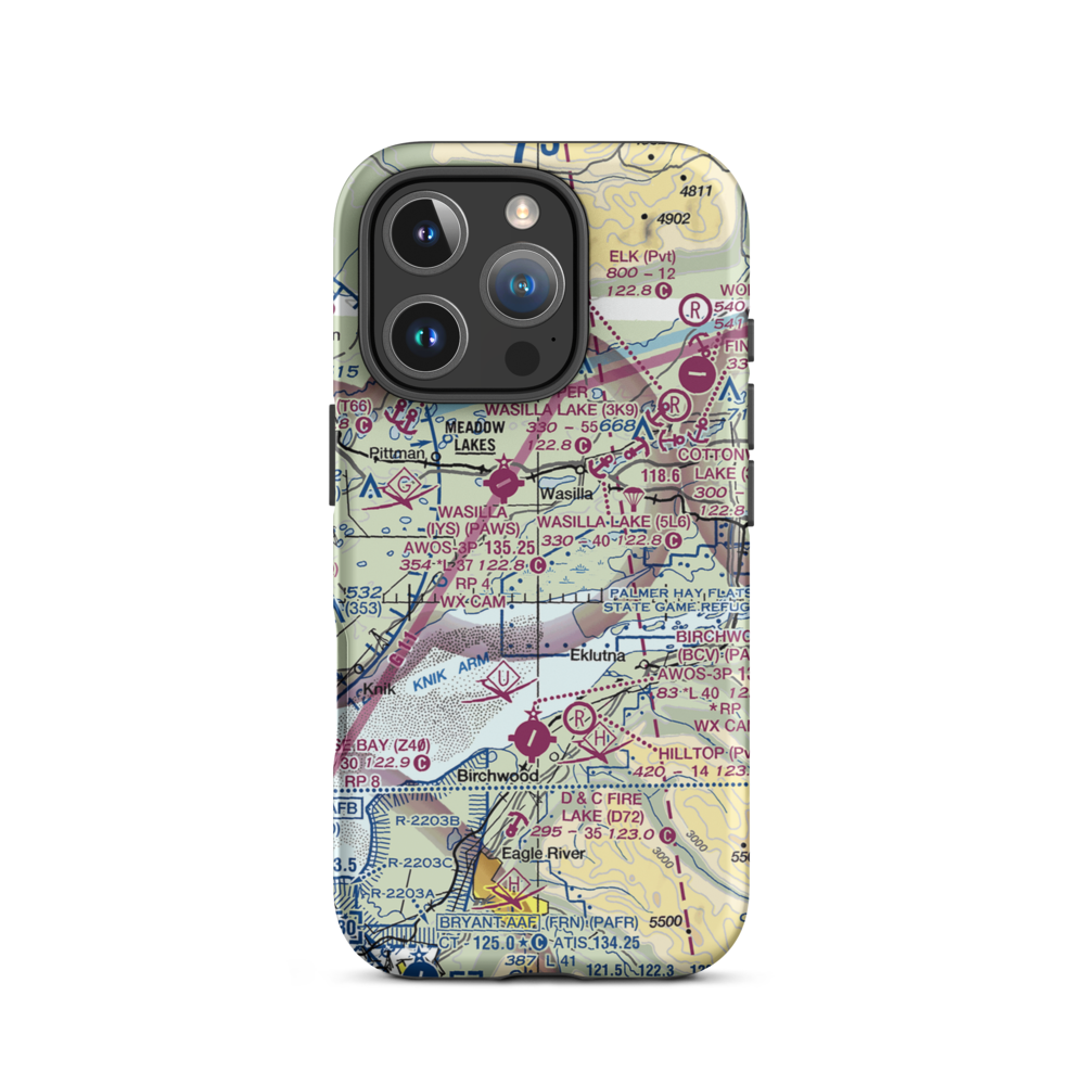 Bluff Park Farm Airport (71AK) VFR Sectional  Tough iPhone Case iPhone 16 Pro model shown