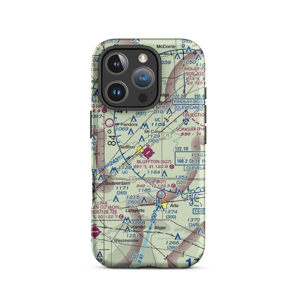 Bluffton Airport (5G7) VFR Sectional  Tough iPhone Case iPhone 16 Pro model shown
