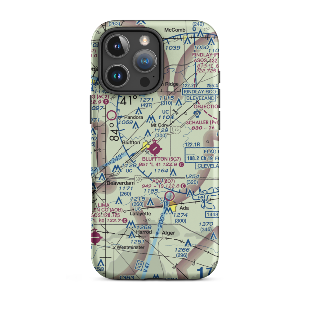 Bluffton Airport (5G7) VFR Sectional  Tough iPhone Case iPhone 16 Pro Max model shown
