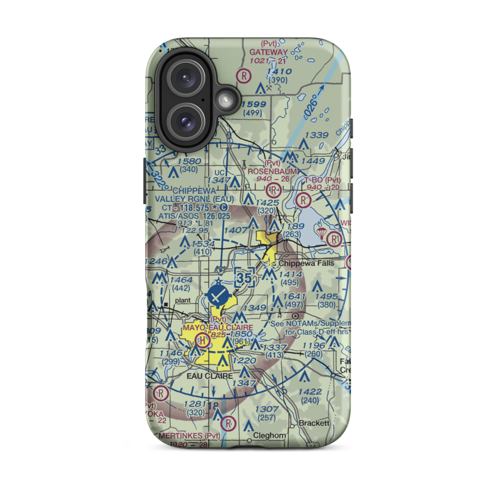 Blunt Field (3WN8) VFR Sectional  Tough iPhone Case iPhone 16 Plus model shown